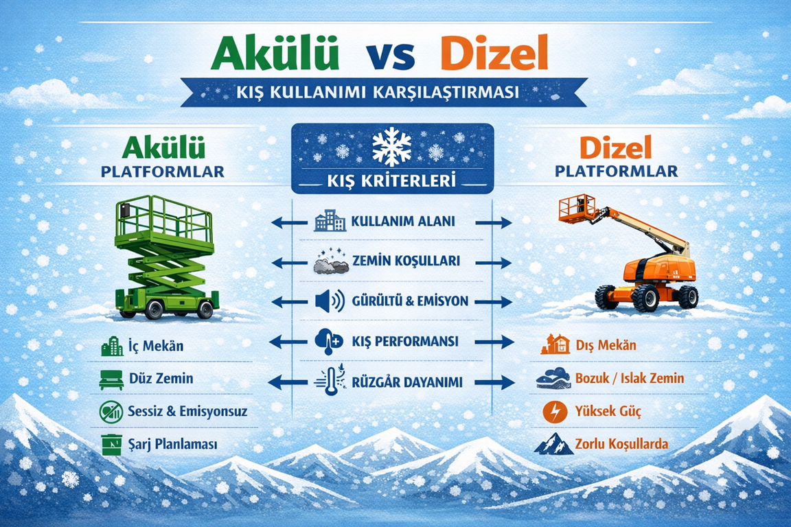 Yağmur, Kar, Soğuk: Kış Aylarında Doğru Manlift Kiralama
